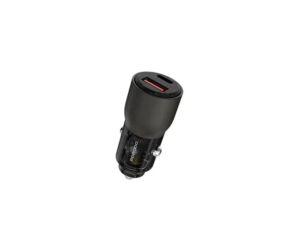 Porodo Transparent 95W Fast Car Charger with 0.9m Usb-C Cable