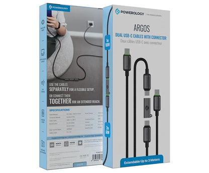 Powerology Argos Dual Usb-C cables with connector
