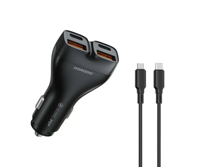 Porodo Dual Power 102W Car charger Usb-C to Lightning Cable