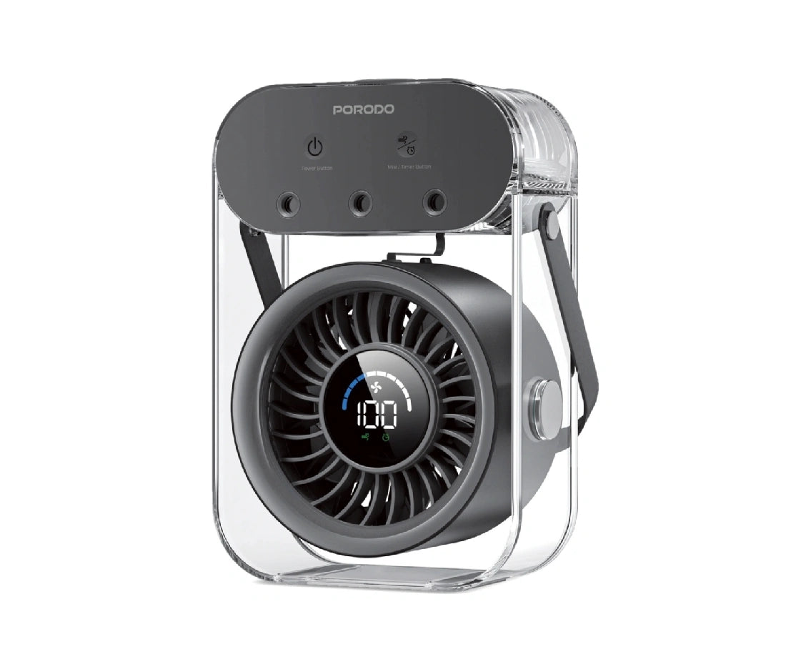 Porodo Chillo Aqua Portable Mist Fan with 500mL Large Water Tank