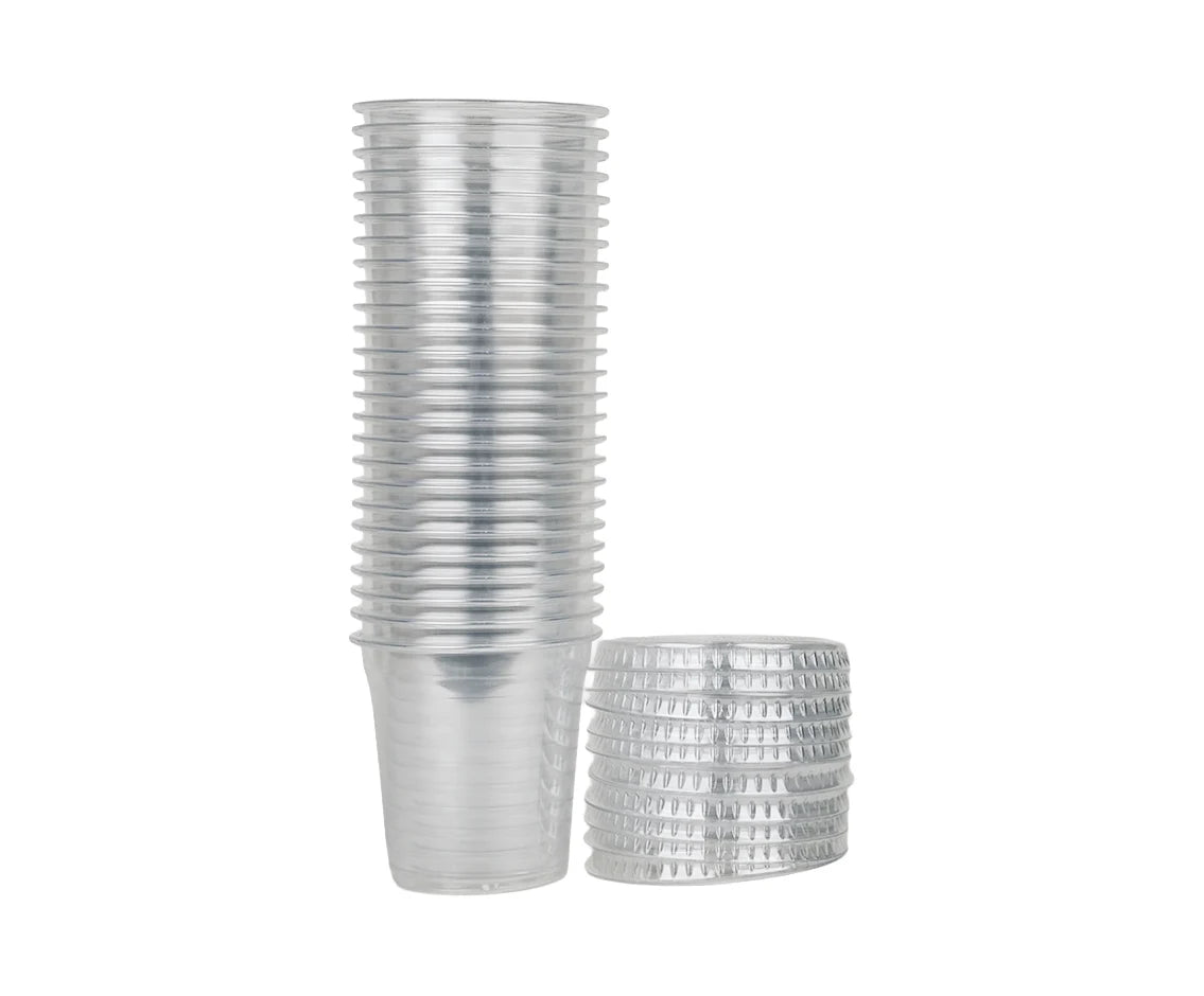 Plastic 8 Oz Clear Pet Cups With Flat Lids Q Pac 1X25 Pieces