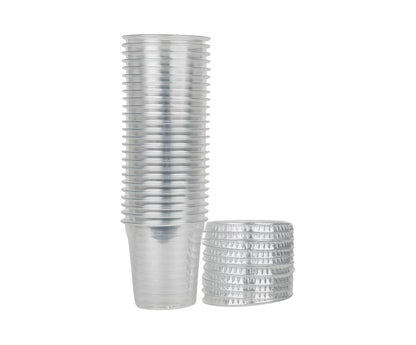 Plastic 8 Oz Clear Pet Cups With Flat Lids Q Pac 1X25 Pieces