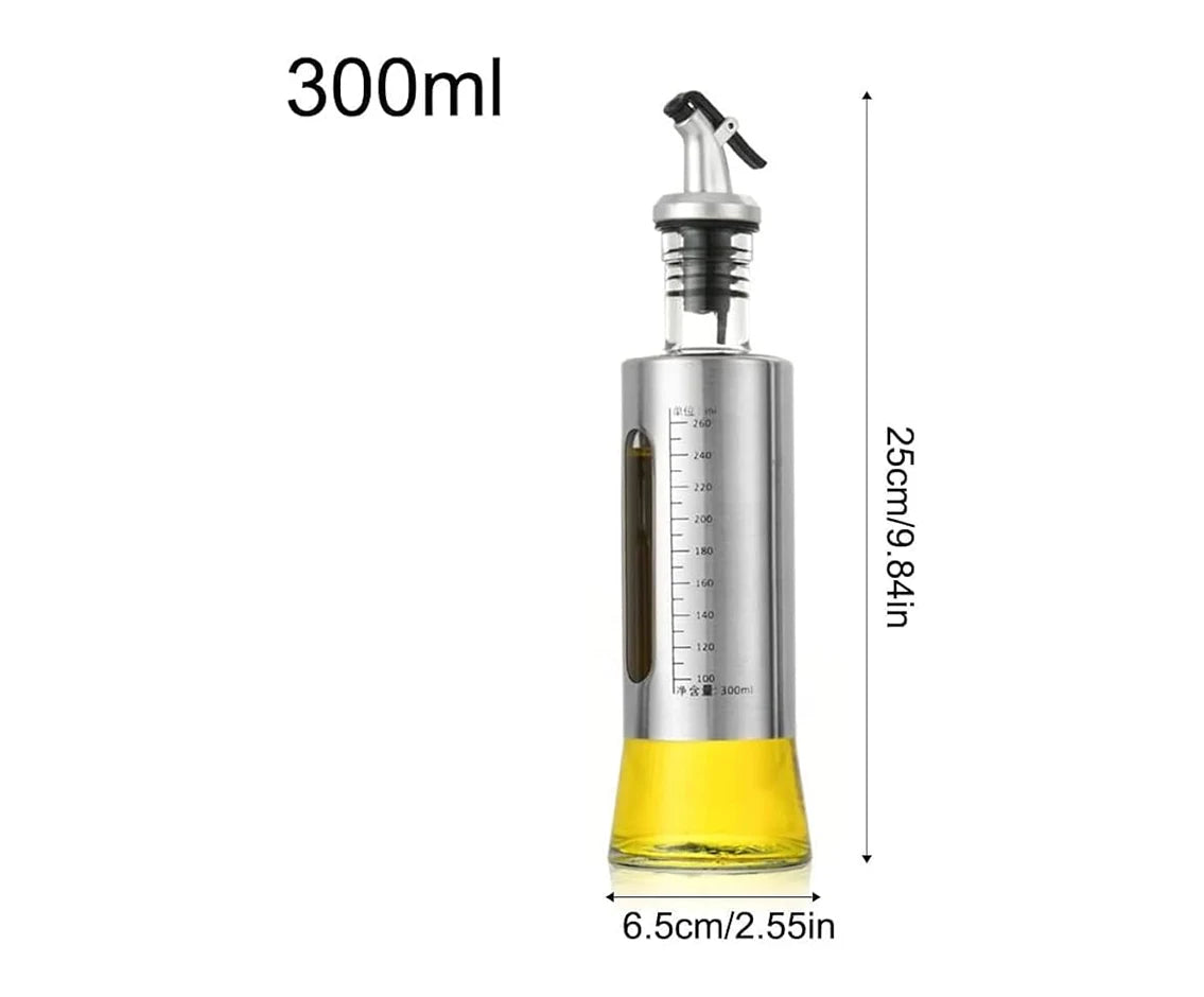 glass oil cruet bottle with measuring scale 300ml