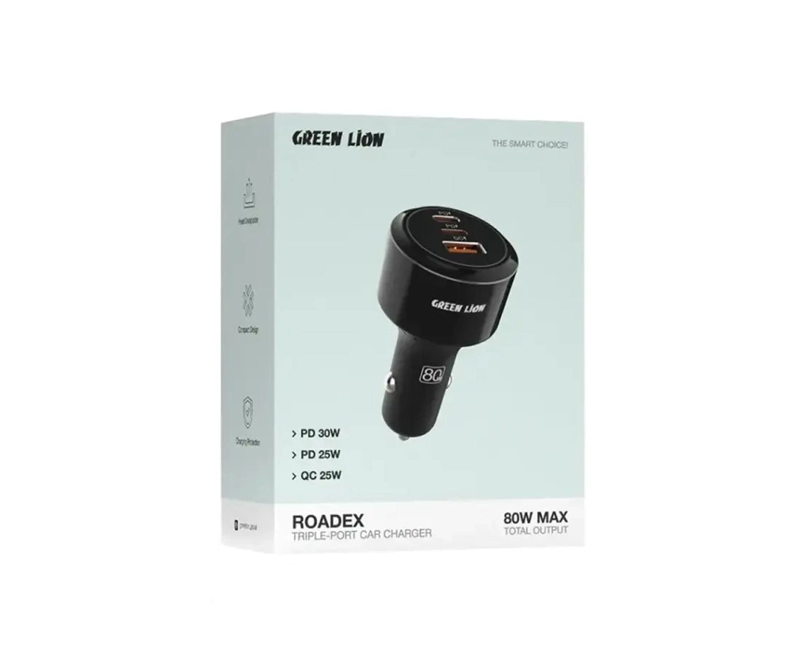 Green Lion Roadex Triple Port Car Charger 80 W