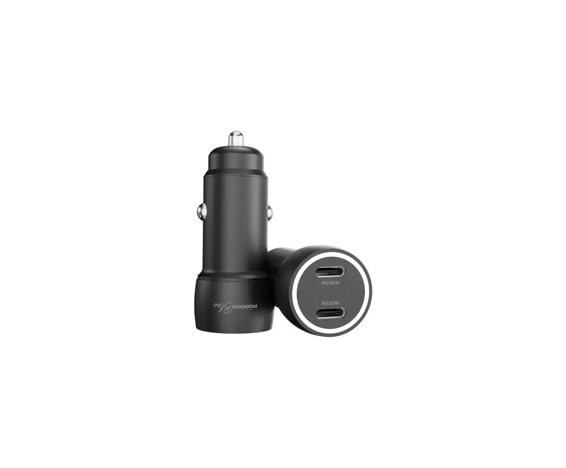 Porodo Blue Riva 60W Dual Usb-C Car Charger Usb-C to Lightning