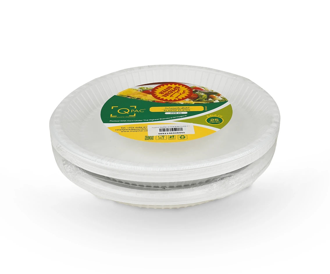 Plastic 26Cm Round Plate Q Pac 1X25 Pieces