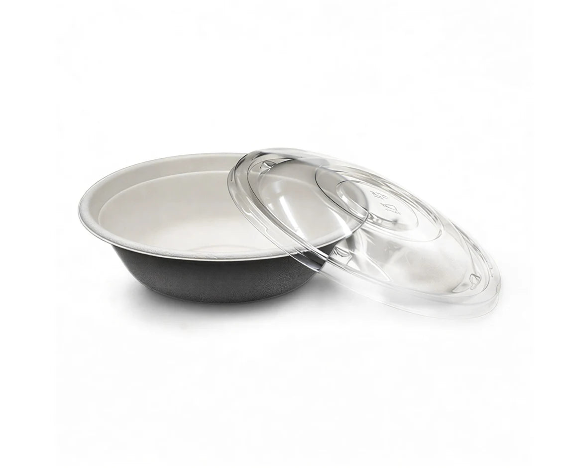 Sugarcane Round Container With Clear Lid 5 Pieces