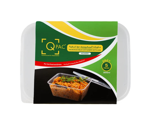 Microwave 1500Ml Rectangle Container Q Pac 1X5 Piece
