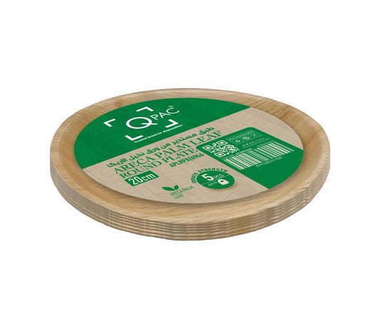 Areca Palm Leaf 20 Cm Round Plate 1 X 5 Pieces