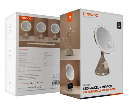 PORODO LED Makeup Mirror with Speaker & MagSafe Charger