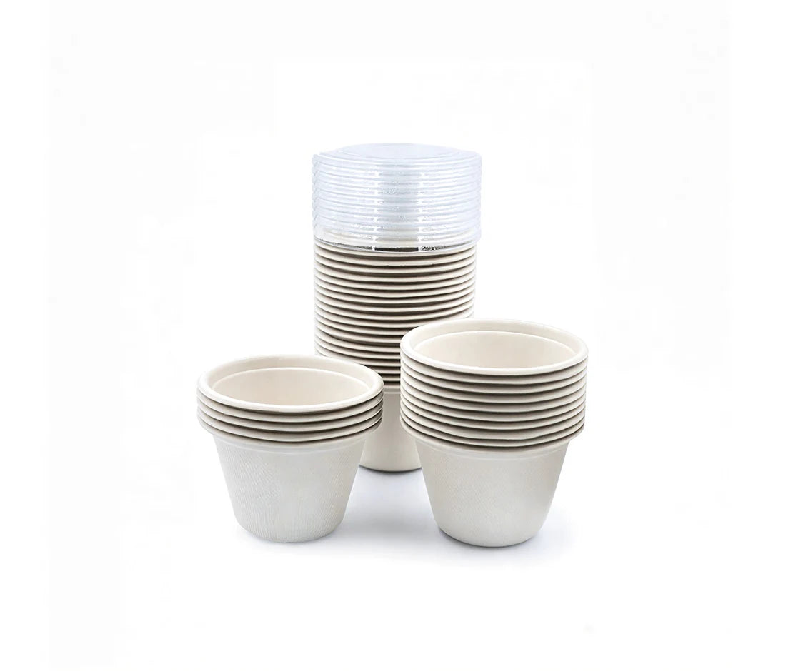 Sugarcane Sauce Cup 4Oz With Clear Lid 25 Pieces