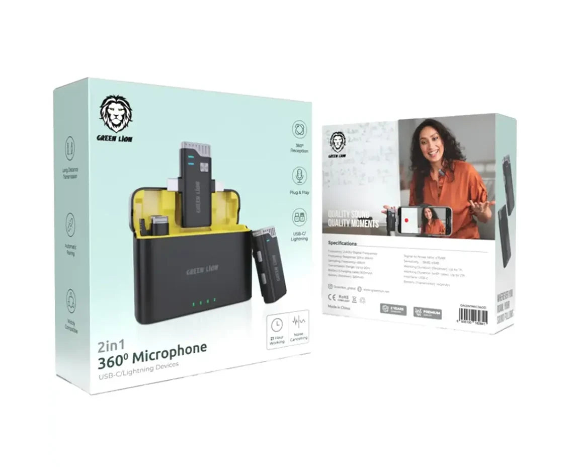 Green Lion 3 in 1 Microphone USB-C Lightning and Aux