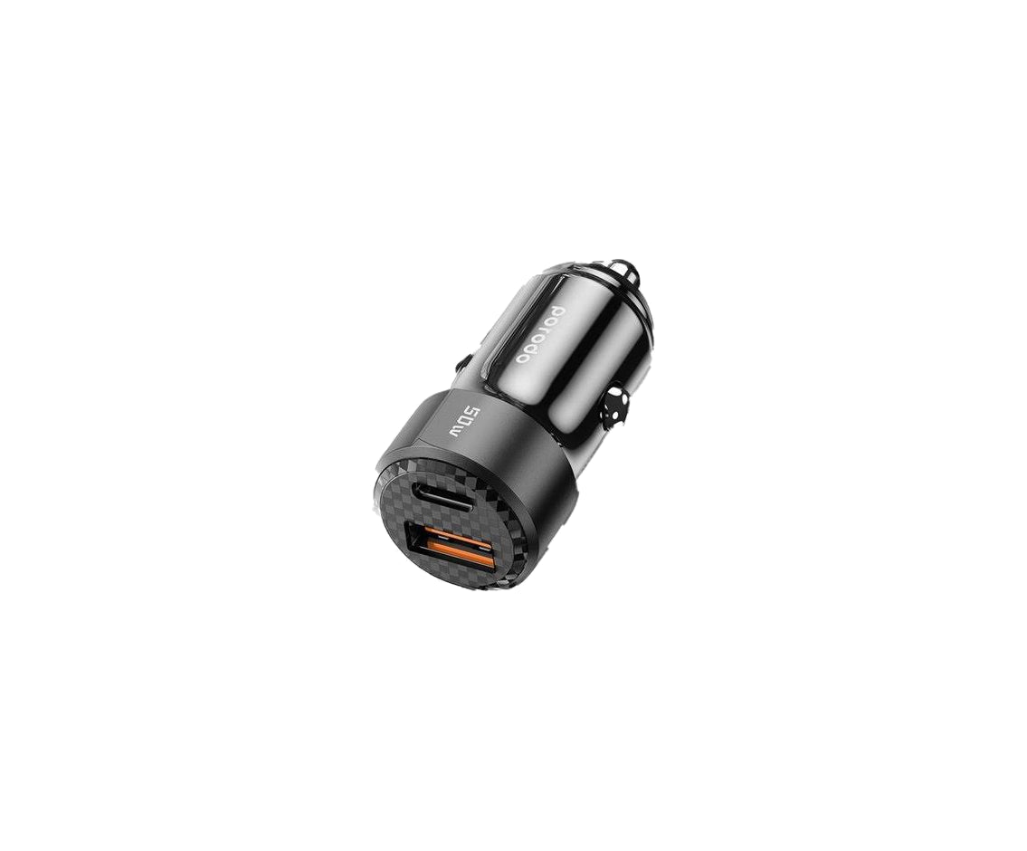 Porodo Transparent 95W Fast Car Charger with 0.9m Usb-C Cable