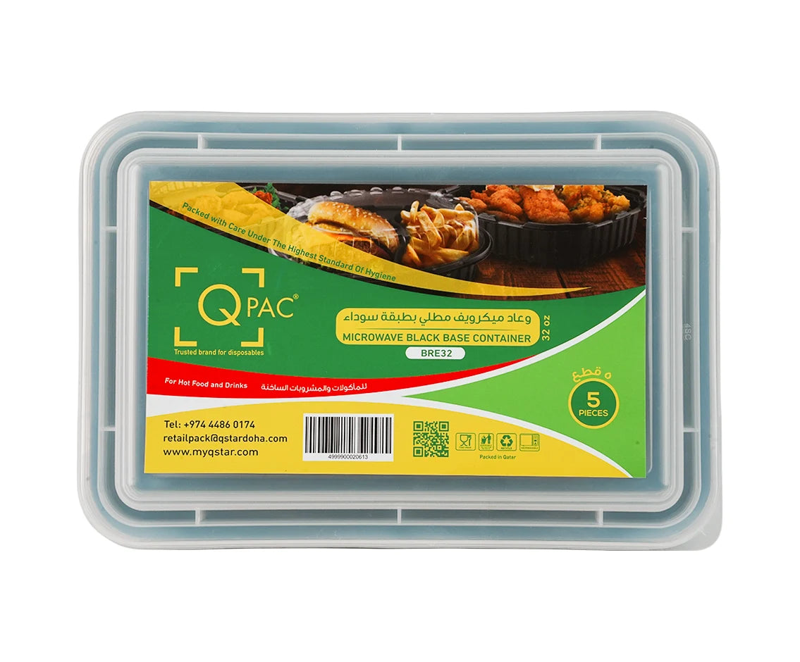 Microwave 32 Oz Rectangle Container Q Pac 1X5 Piece