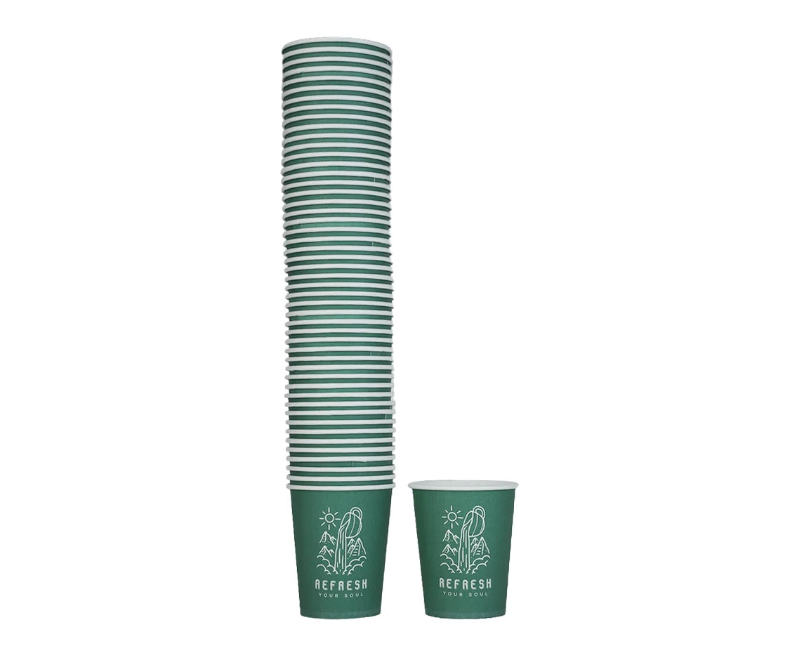 Paper Cup 8 Oz  Designed Green (Refresh your soul) Qpac 1x50 Piece