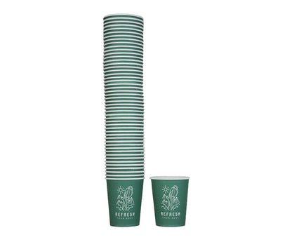 Paper Cup 8 Oz  Designed Green (Refresh your soul) Qpac 1x50 Piece