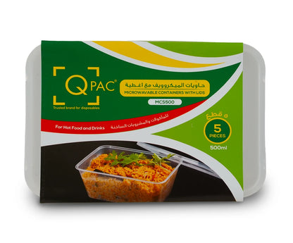 Microwave 500Ml Rectangle Container Q Pac 1X5 Piece
