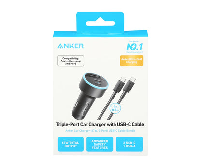 Anker 535 Triple-Port Car Charger with C to C Cable
