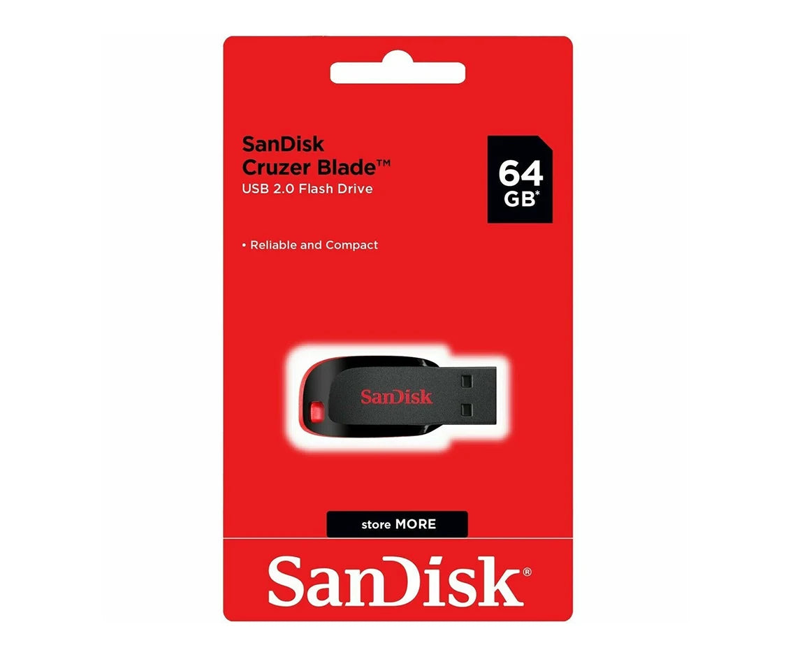 SanDisk Cruzer Blade USB 2.0 Flash Drive – 64GB & 128GB