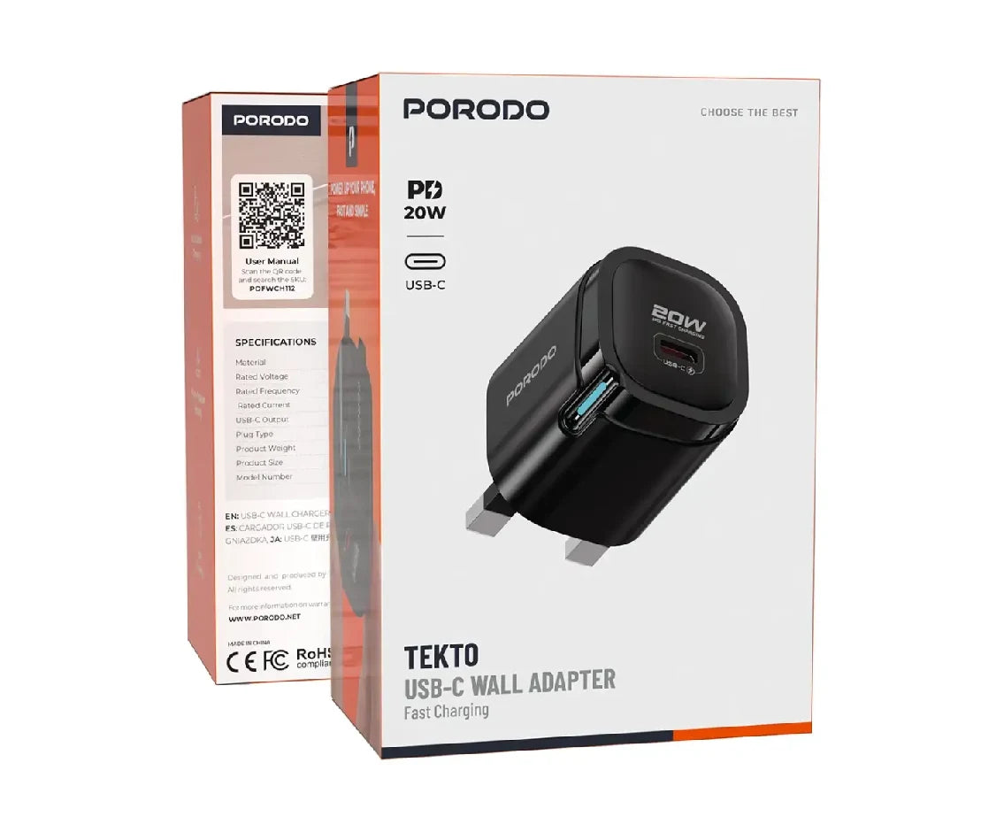 Porodo Usb-C to C Wall Adapter 20 W