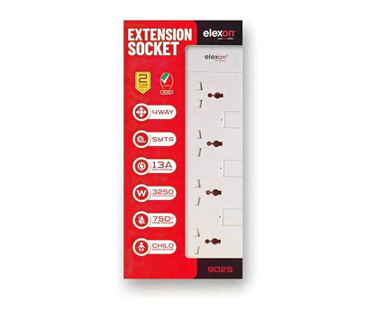 902S Elexon Extension – 3 Sockets, 2M with 4 USB Ports