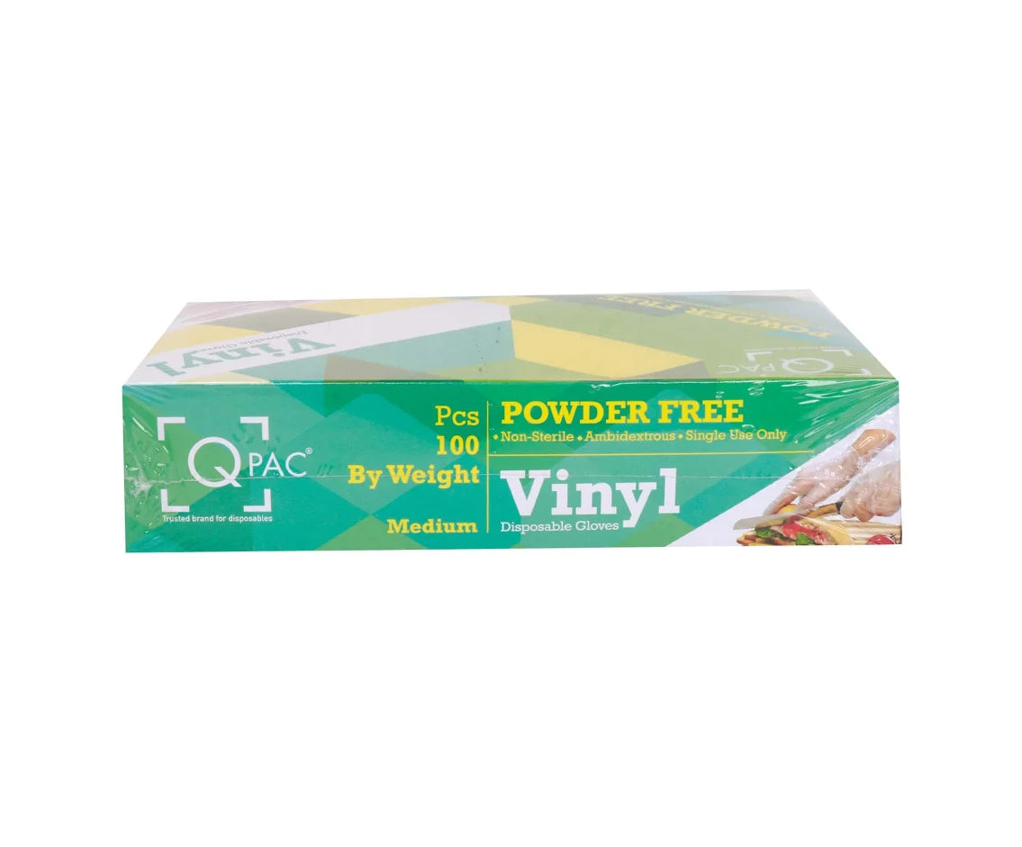 Gloves Vinyl Clear Powder Free Q Pac 1x100 Pieces