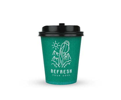 Paper Cup 8 oz green Qpac with lid 1x50 Piece
