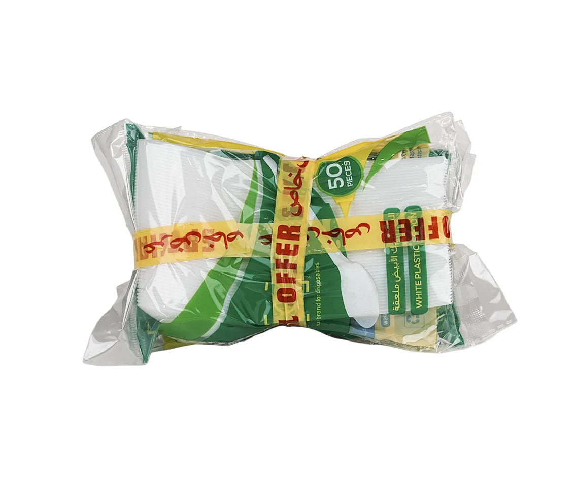 Plastic Spoon White Offer Pack 3 Packet X 50 Pieces