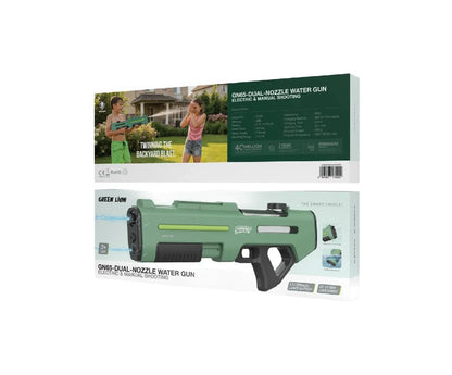 Green Lion GN65-Dual-Nozzle Water Gun with Electric & Manual Shooting-Green