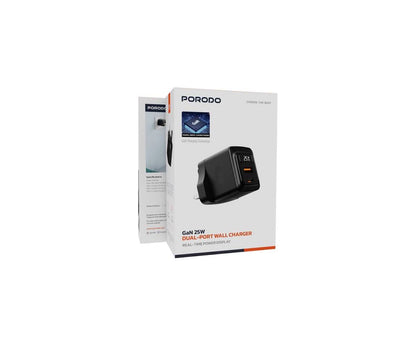 Porodo GaN 25W Usb-C wall charger real time power display
