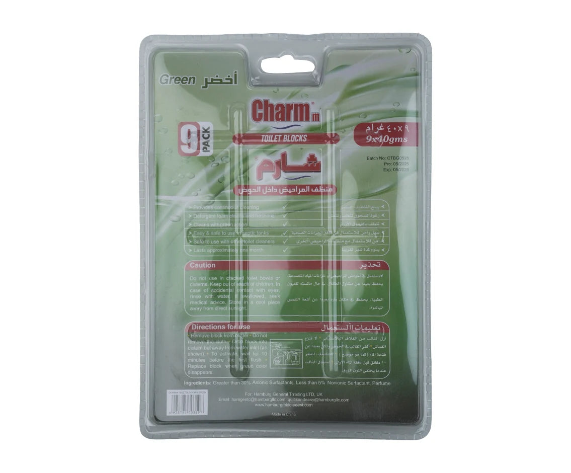 Charmm Toilet Blocks Green 9x40 Gm 1 Piece