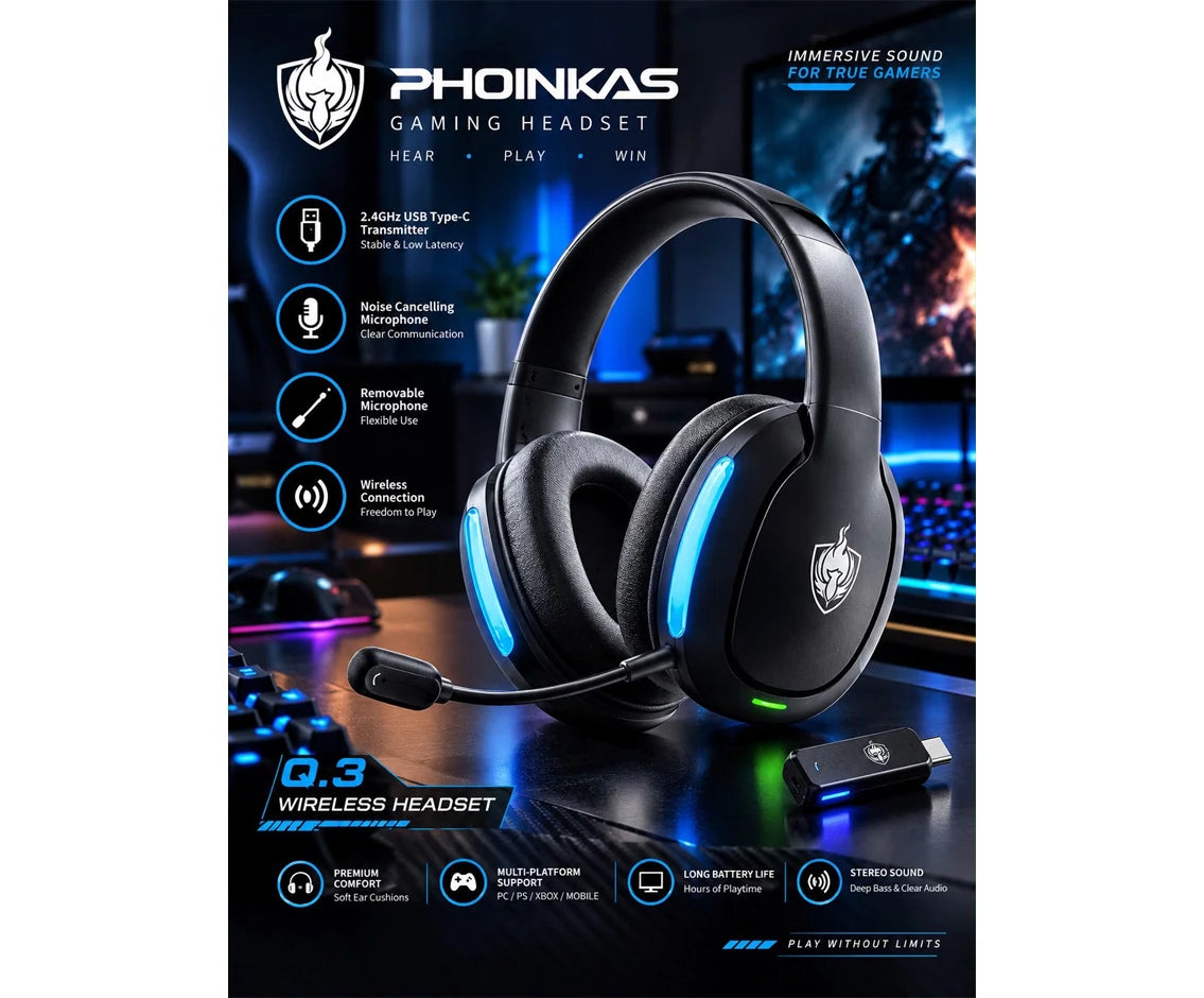 Phoinkas Q3 Wireless Gaming Headset