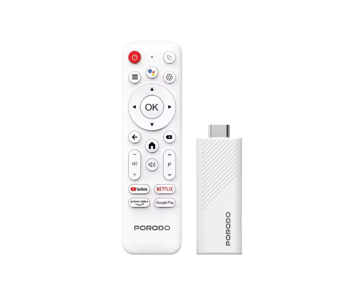 Porodo 4K Android Smart Streaming Tv Stick With Google Assistant And Voice Control