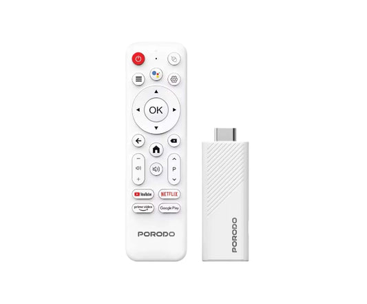 Porodo 4K Android Smart Streaming Tv Stick With Google Assistant And Voice Control
