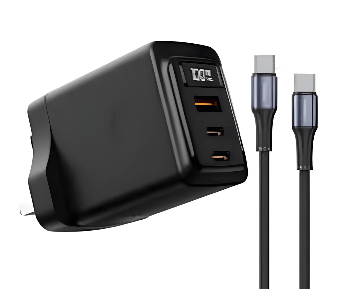 Porodo GaN 100W Multi-port wall charger real time power display