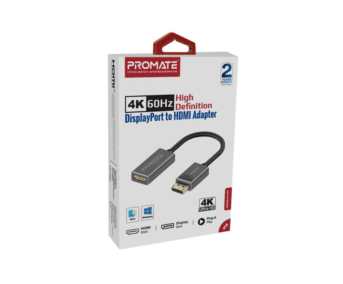 Promate 4K 60Hz High Definition DisplayPort to HDMI Adapter