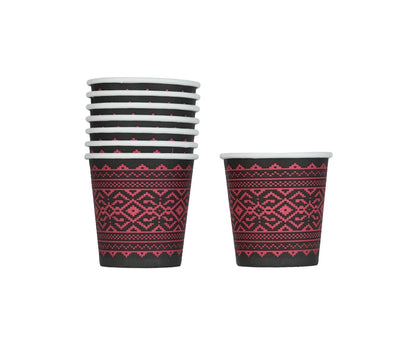 Q Pac Paper Cup 4 Oz Designed Red & black   1X50 Pieces