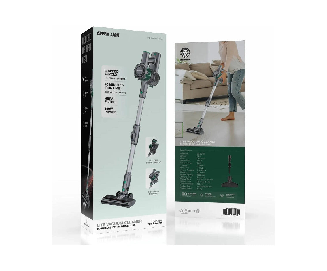 Green Lion Lite Cordless Vacuum Cleaner with 180° Foldable Tube
