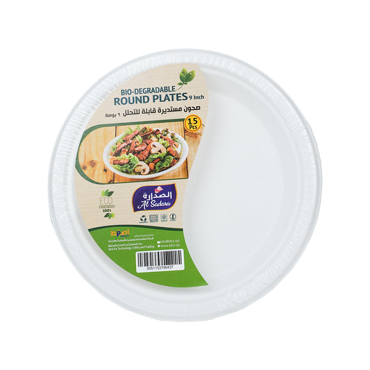 Al Sadara Bio- Degradable Round 9” Plates 15’s