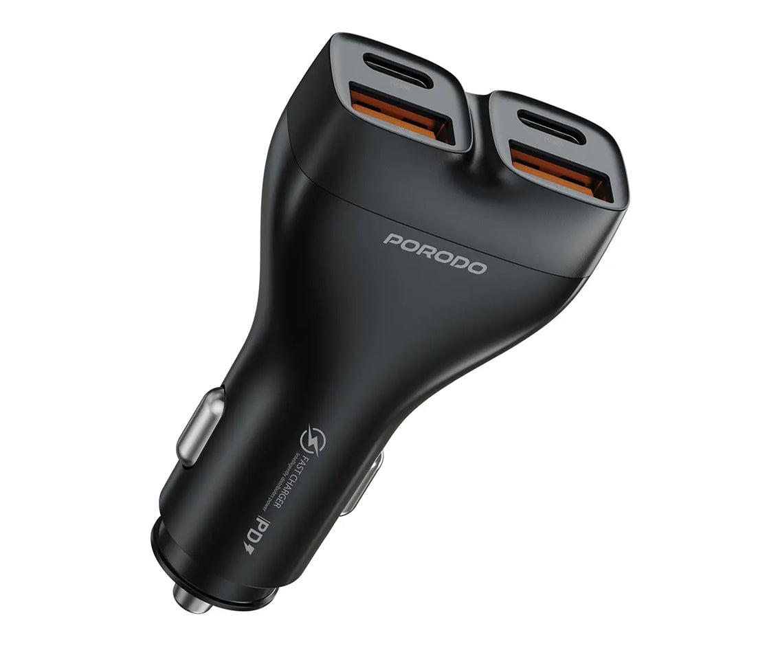 Porodo Dual Power 102W Car charger Usb-C to Lightning Cable