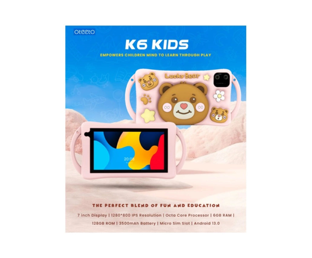 Oteeto K6 Kids Tablet  With Sim Card 128Gb 6Gb Ram