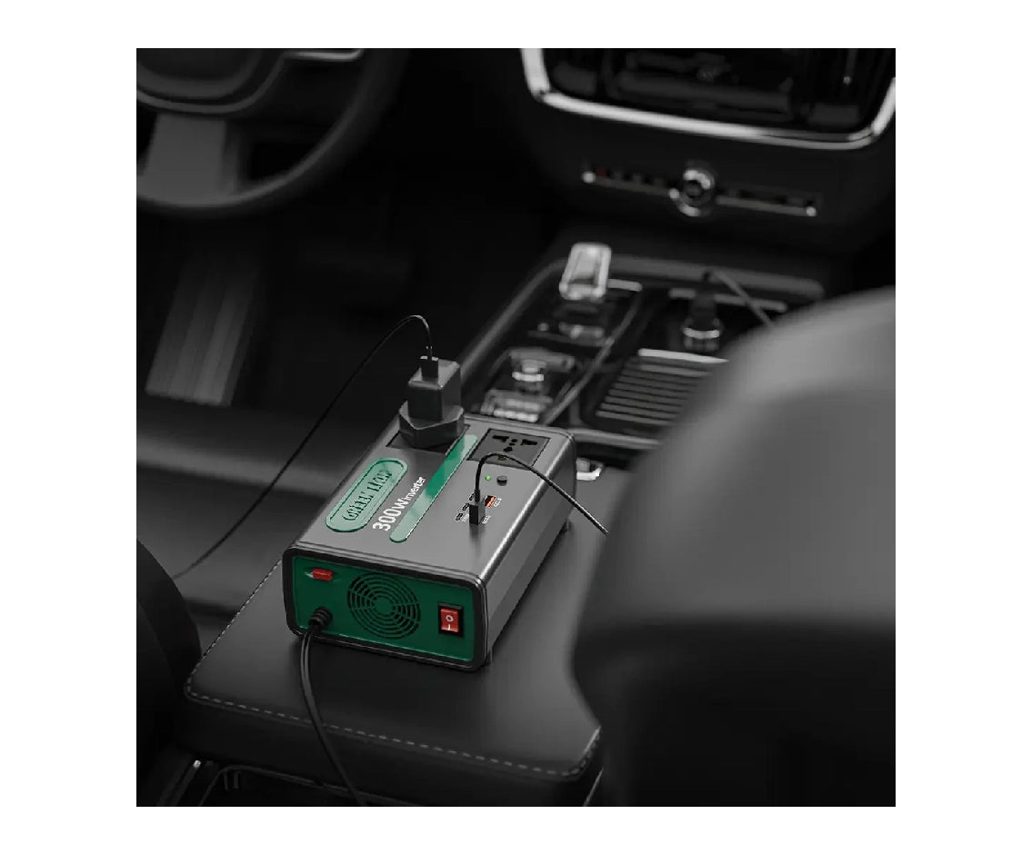 Green Lion GC-300 Car Inverter DC To AC 7 in 1 Multi-Port