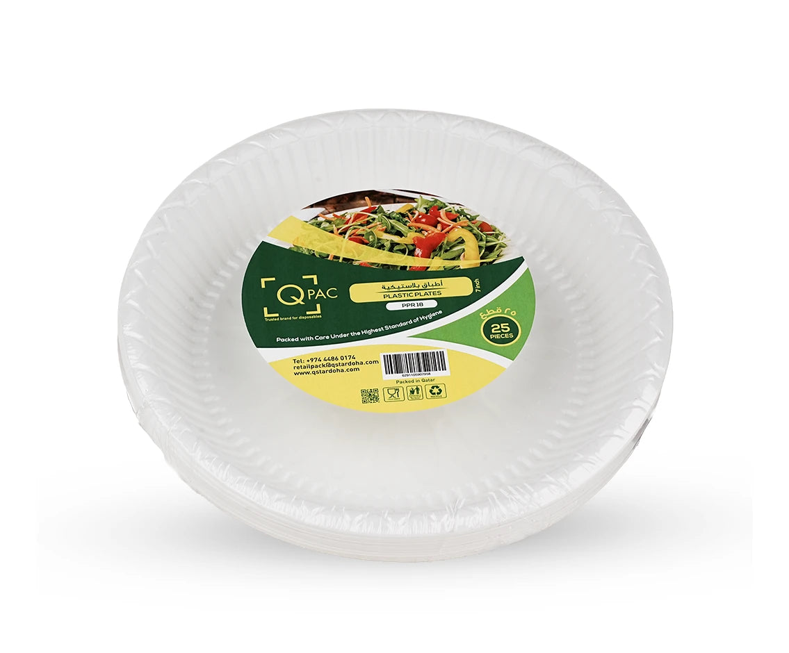 Plastic 18Cm Round Plate Q Pac 1X25 Pieces
