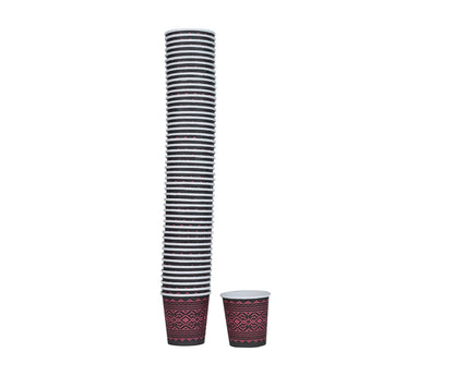 Q Pac Paper Cup 4 Oz Designed Red & black   1X50 Pieces