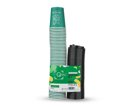 Paper Cup 8 oz green Qpac with lid 1x50 Piece