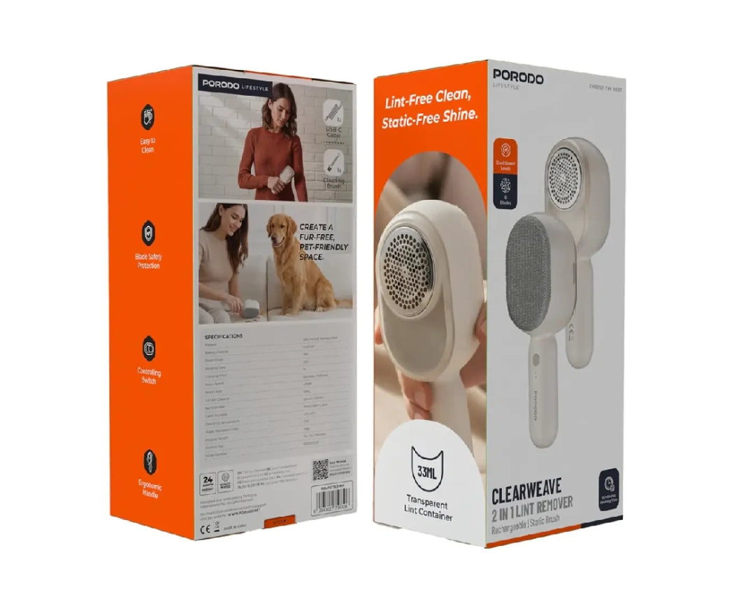 Porodo Clearweave 2 in 1 Lint Remover Rechargeable