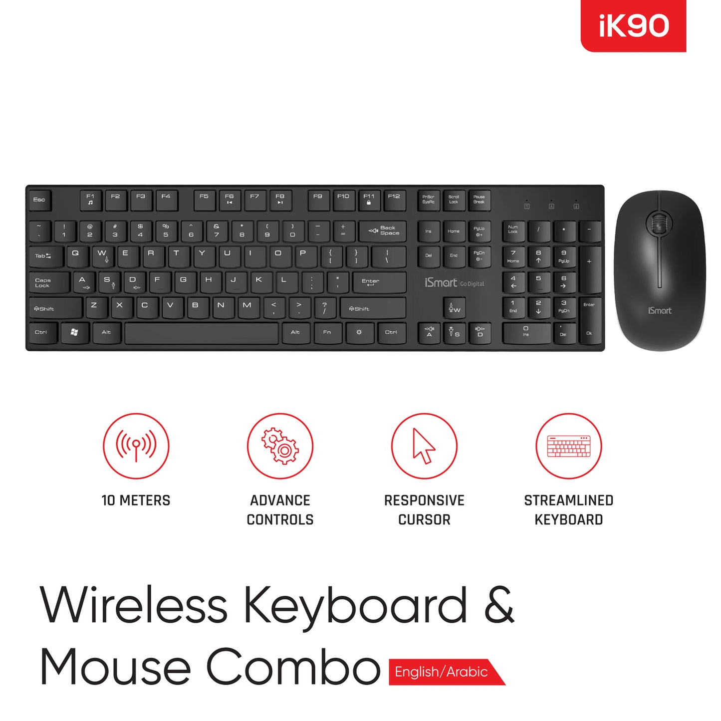 iSmart Wireless Keyboard and Mouse Combo iK90