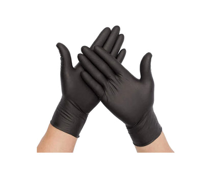 Gloves Vinyl Black Medium Powder Free Q Pac 1x100 Pieces