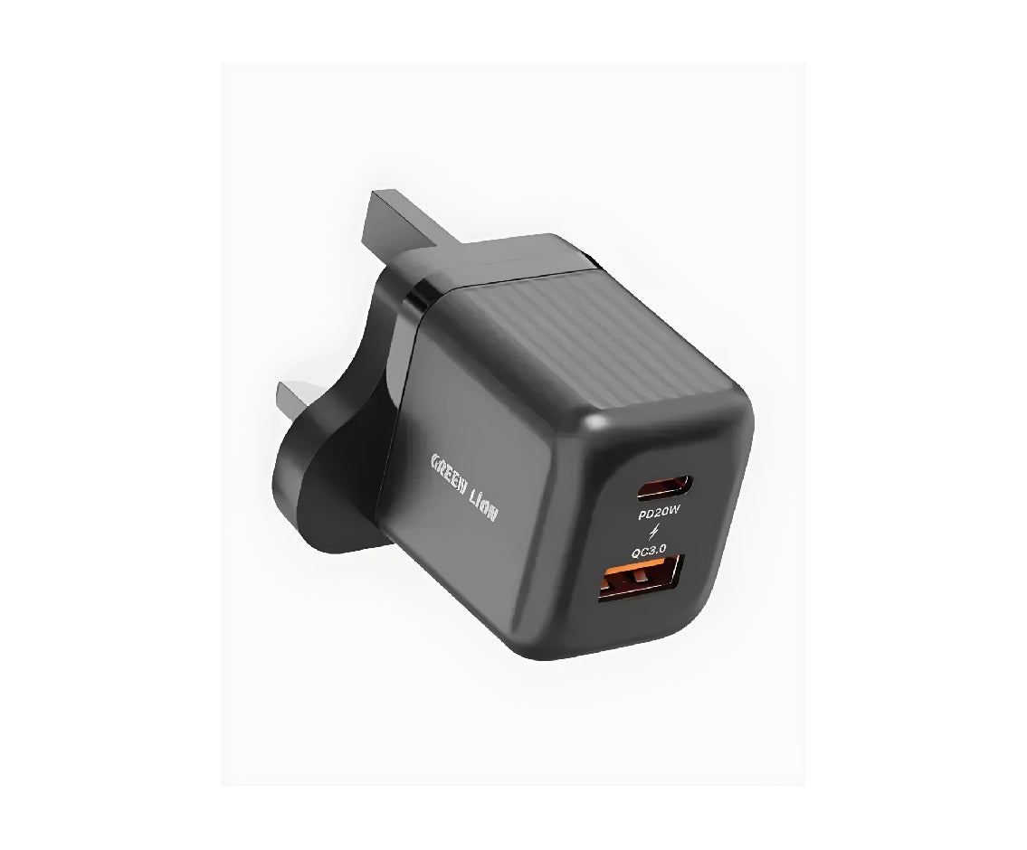 Green Lion Ultra Compact Gan Wall Charger With Lightning Cable