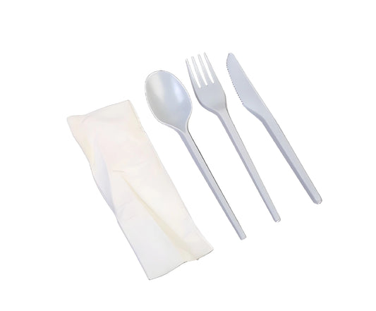 Plastic Cutlery Set White Q Pac 1X25 Pieces